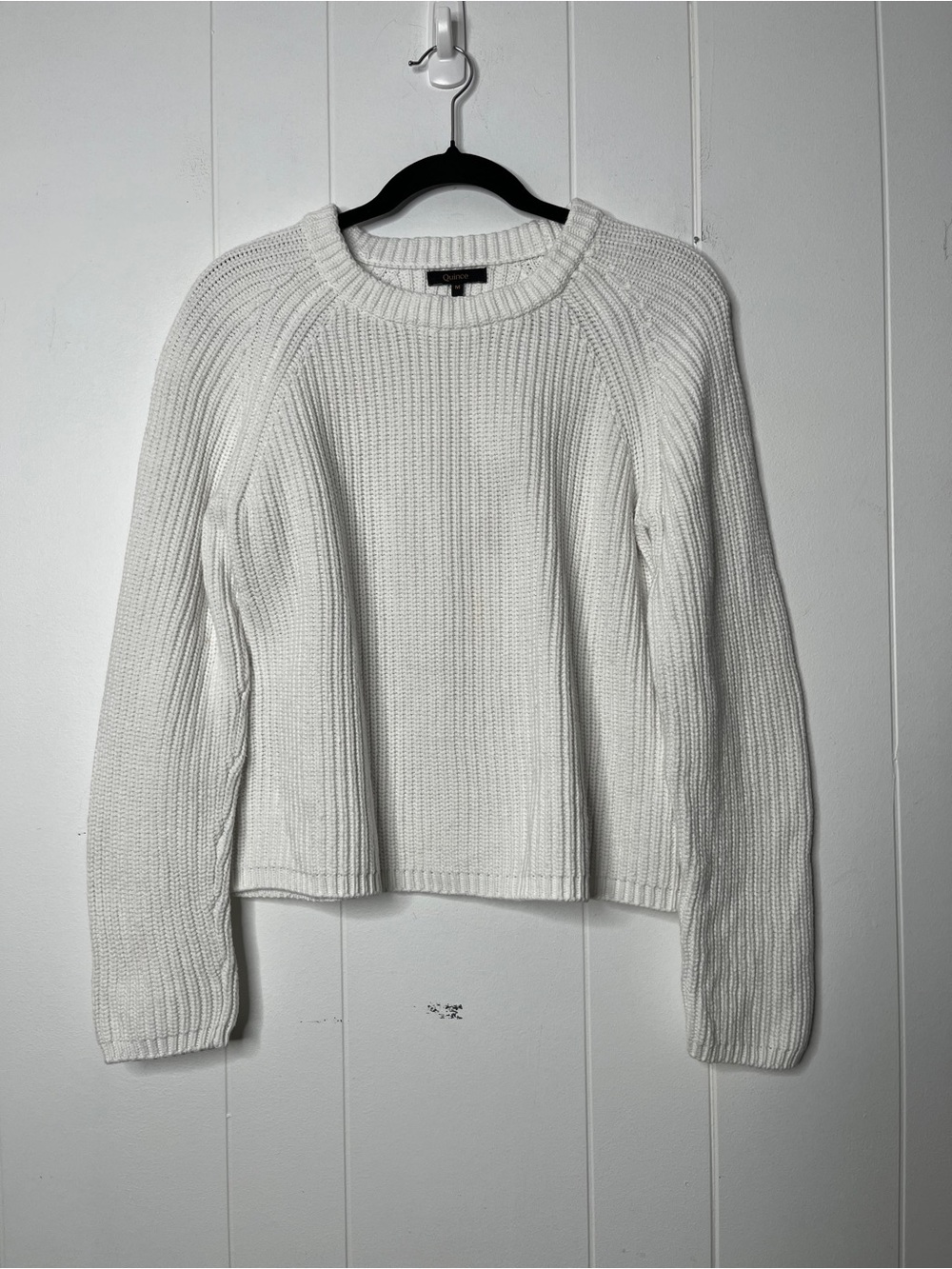 Quince 100% Organic Cotton Fisherman Crew Sweater Ivory Women's M